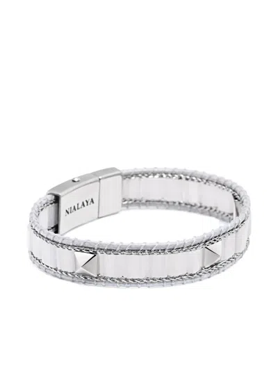 Nialaya Jewelry Stud-embellishment Jade Bracelet In White