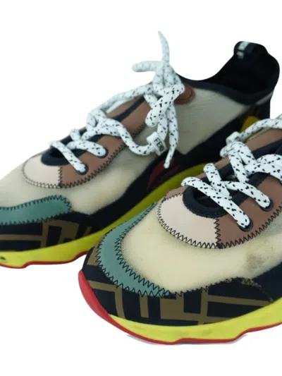 Pre-owned Fendi Freedom Ff Patchwork Sneakers In White