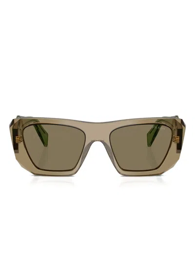 Prada Symbole Geometric-frame Sunglasses In Green
