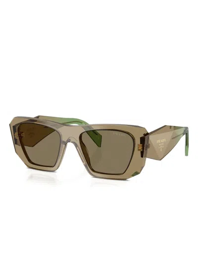Prada Symbole Geometric-frame Sunglasses In Green