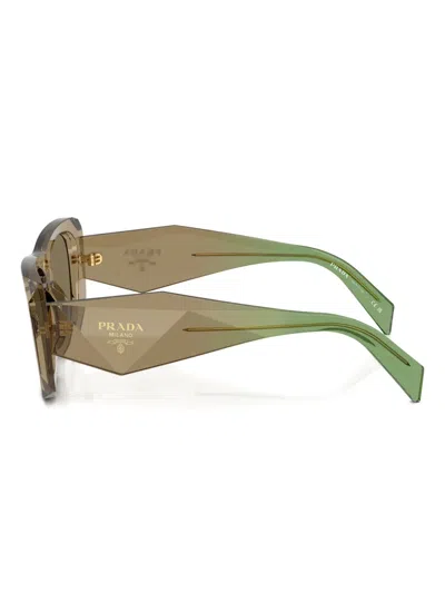 Prada Symbole Geometric-frame Sunglasses In Green