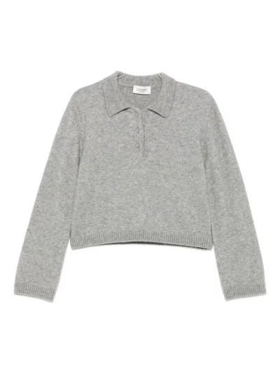 Laneus Buttoned Polo Top In Gray