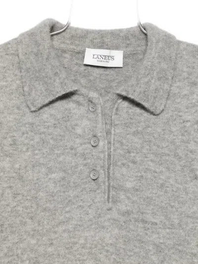 Laneus Buttoned Polo Top In Gray