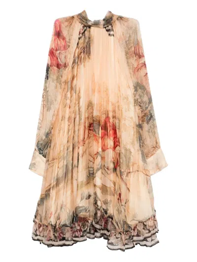 Mes Demoiselles Floral-pattern Ruffled Dress In Neutral