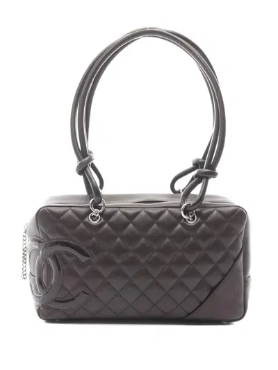 Pre-owned Chanel 2005-2006 Cambon Line Bowling Bag Diamond-quilted Shoulder Bag In Brown
