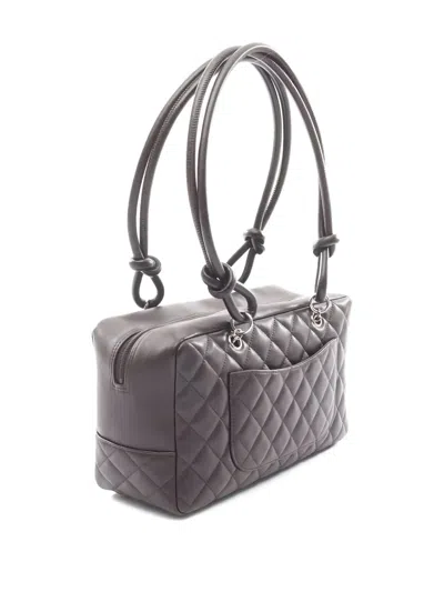 Pre-owned Chanel 2005-2006 Cambon Line Bowling Bag Diamond-quilted Shoulder Bag In Brown