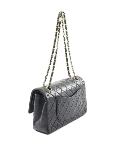 Pre-owned Chanel 1989-1991 Double Flap Matelassé Shoulder Bag In Black