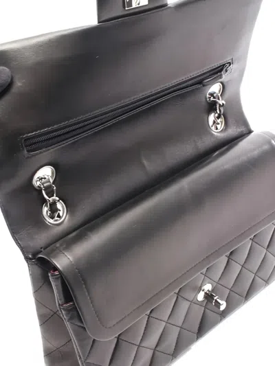Pre-owned Chanel 2009-2010 Double Flap Lambskin Shoulder Bag In Black