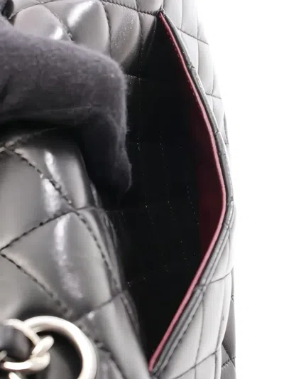 Pre-owned Chanel 2009-2010 Double Flap Lambskin Shoulder Bag In Black