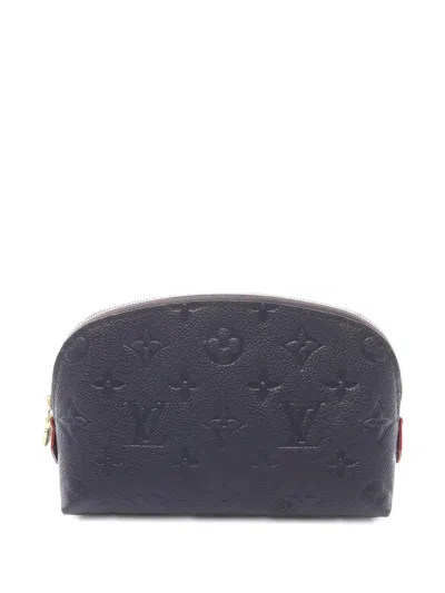Pre-owned Louis Vuitton 2010s Pochette Cosmétique Pm Monogram Empreinte Make Up Bag In Blue