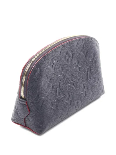 Pre-owned Louis Vuitton 2010s Pochette Cosmétique Pm Monogram Empreinte Make Up Bag In Blue