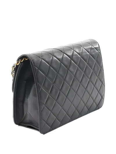 Pre-owned Chanel 1996-1997 Matelassé Single Flap Chain Shoulder Bag In Black