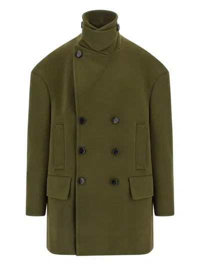 Namacheko Double-breasted Coat Featuring Structured Shoulders In Metallic