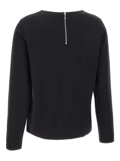 Sun 68 Back-zip Long-sleeve T-shirt In Black