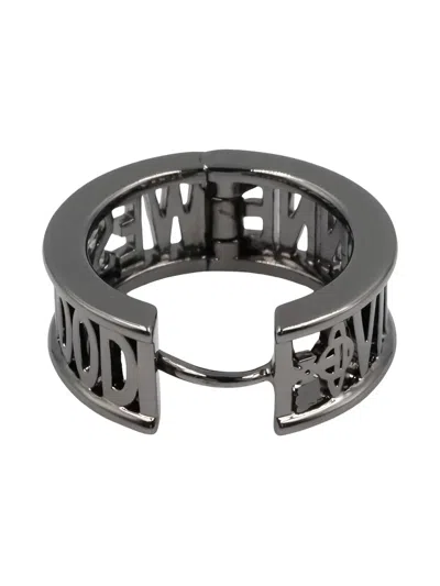 Pre-owned Vivienne Westwood Logo-lettering Orb-detail Earrings In Gray