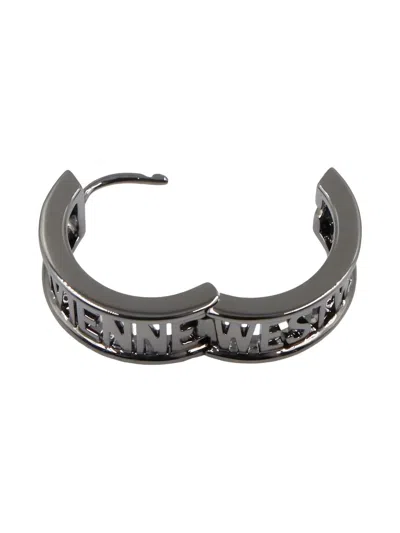 Pre-owned Vivienne Westwood Logo-lettering Orb-detail Earrings In Gray