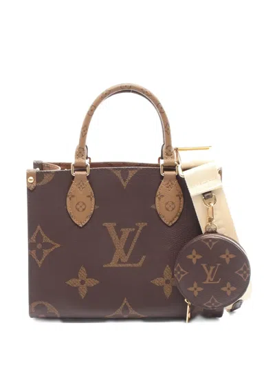 Pre-owned Louis Vuitton 2010s Onthego Pm Monogram Reverse Tote Bag In Brown