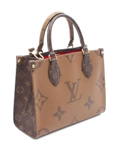 Pre-owned Louis Vuitton 2010s Onthego Pm Monogram Reverse Tote Bag In Brown