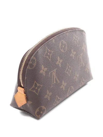 Pre-owned Louis Vuitton 2001 Monogram Zip Make-up Bag In Brown