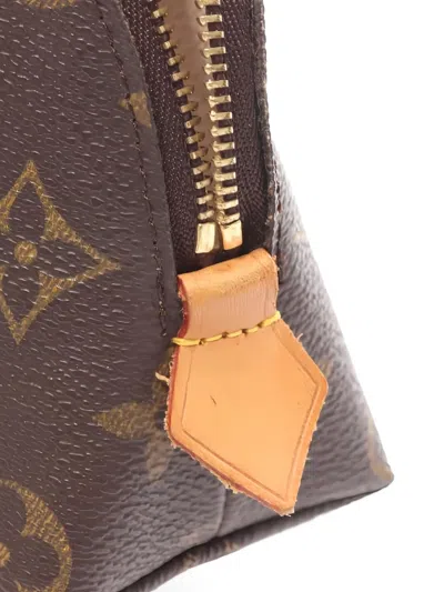 Pre-owned Louis Vuitton 2001 Monogram Zip Make-up Bag In Brown