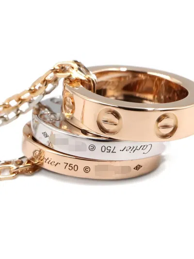 Pre-owned Cartier 2010s 18k Rose Gold Diamond Necklace In Pink