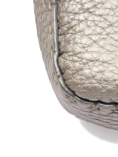 Pre-owned Fendi Selleria Logo-buckle Shoulder Bag In Gray