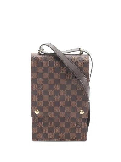 Pre-owned Louis Vuitton 2000 Portobello Damier Ebene Shoulder Bag In Brown
