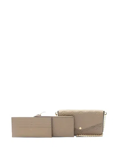 Pre-owned Louis Vuitton 2021s Monogram Empreinte Chain Cluth Bag In Neutral