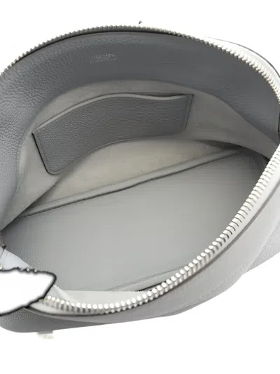 Pre-owned Hermes Bolide Togo-leather Shoulder Bag In Gray