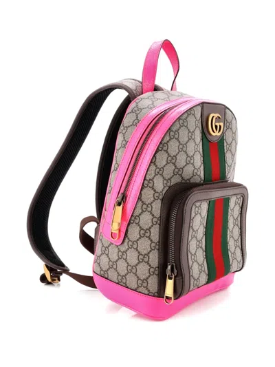 Pre-owned Gucci Ophidia Gg Coated Canvas And Leather Small Backpack In Neutral