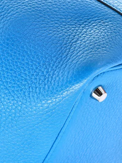 Pre-owned Hermes Picotin Lock Bag Clemence Pm Bucket Bag In Blue