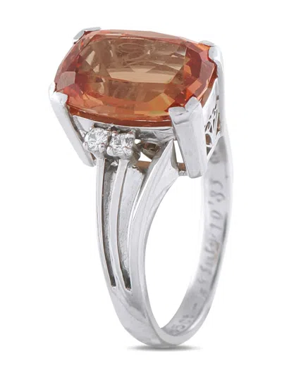 Pre-owned Mikimoto Platinum Diamond Mandarin Garnet Ring In Silver