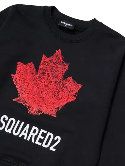 Dsquared2 Slouch Leaf-graphic Sweatshirt In Black