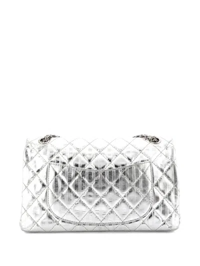 Pre-owned Chanel Rayures Reissue 2.55 Flap Bag Quilted Calfskin 226 Shoulder Bag In Silver