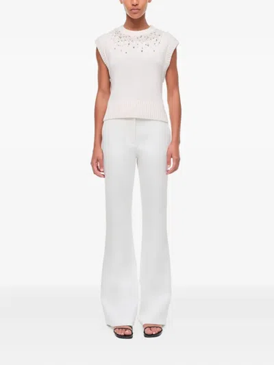 Simkhai Candra Wool-blend Round Neck Sweater Vest In White