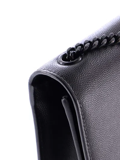 Pre-owned Saint Laurent Classic Monogram Grainy Leather Medium Crossbody Bag In Black