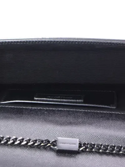 Pre-owned Saint Laurent Classic Monogram Grainy Leather Medium Crossbody Bag In Black