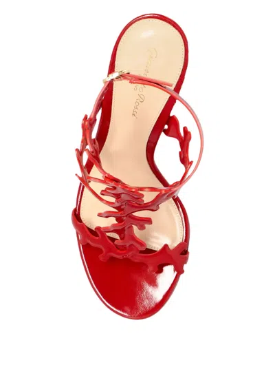 Gianvito Rossi Red Cut-out Ankle-strap Heels In Animal Print