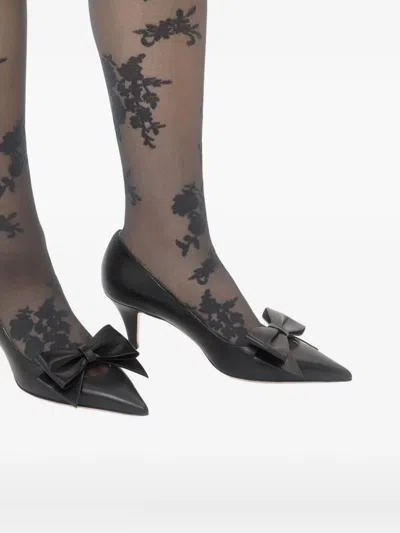 Valentino 65mm Bowow Kidskin Pumps In Animal Print