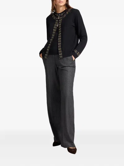 Elena Miro' Studded Zip Cardigan In Black