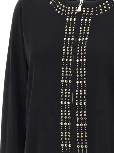 Elena Miro' Studded Zip Cardigan In Black