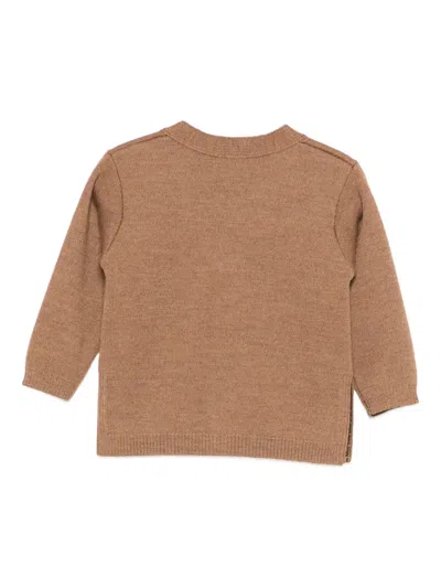 Fendi Buttoned Logo Cardigan In Brown