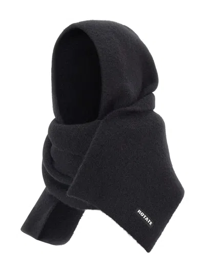 Rotate Birger Christensen Knit Hood Scarf In Black