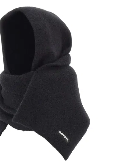 Rotate Birger Christensen Knit Hood Scarf In Black