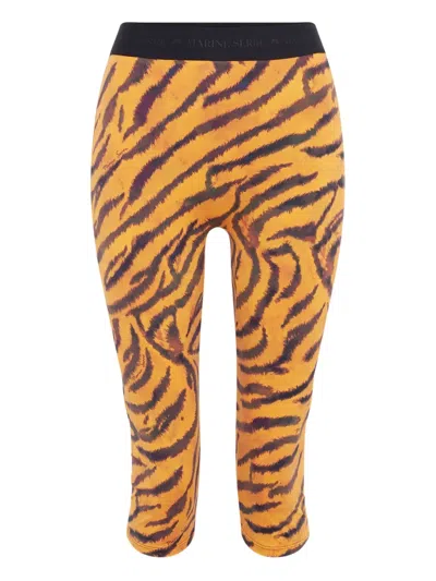 Marine Serre Tiger-print Trousers In Orange