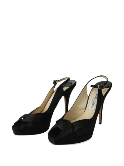 Pre-owned Jimmy Choo 130mm Knotted Sandals In Black