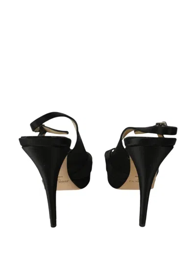 Pre-owned Jimmy Choo 130mm Knotted Sandals In Black