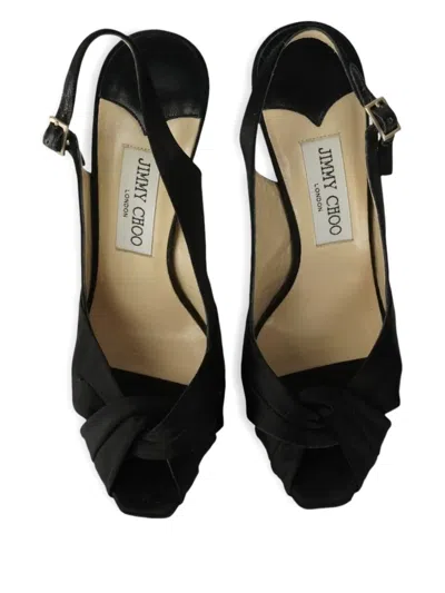 Pre-owned Jimmy Choo 130mm Knotted Sandals In Black