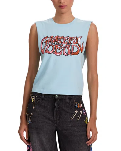 Alice And Olivia Micah Grateful Dead Sequinned Tank Top In Blue