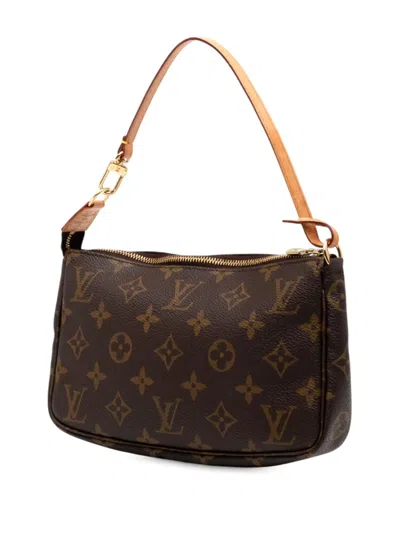 Pre-owned Louis Vuitton 2000 Monogram Pochette Accessoires Shoulder Bag In Brown